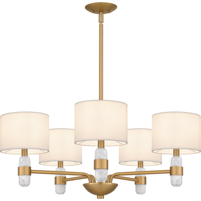 Lustre en laiton brossé vieilli 5 lumières Sirenuse