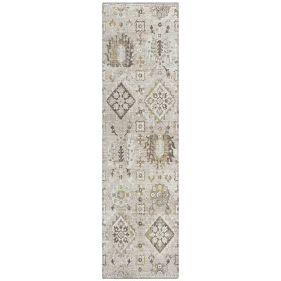 Machine Washable Indoor/Outdoor Xhevrie Linen Rug
