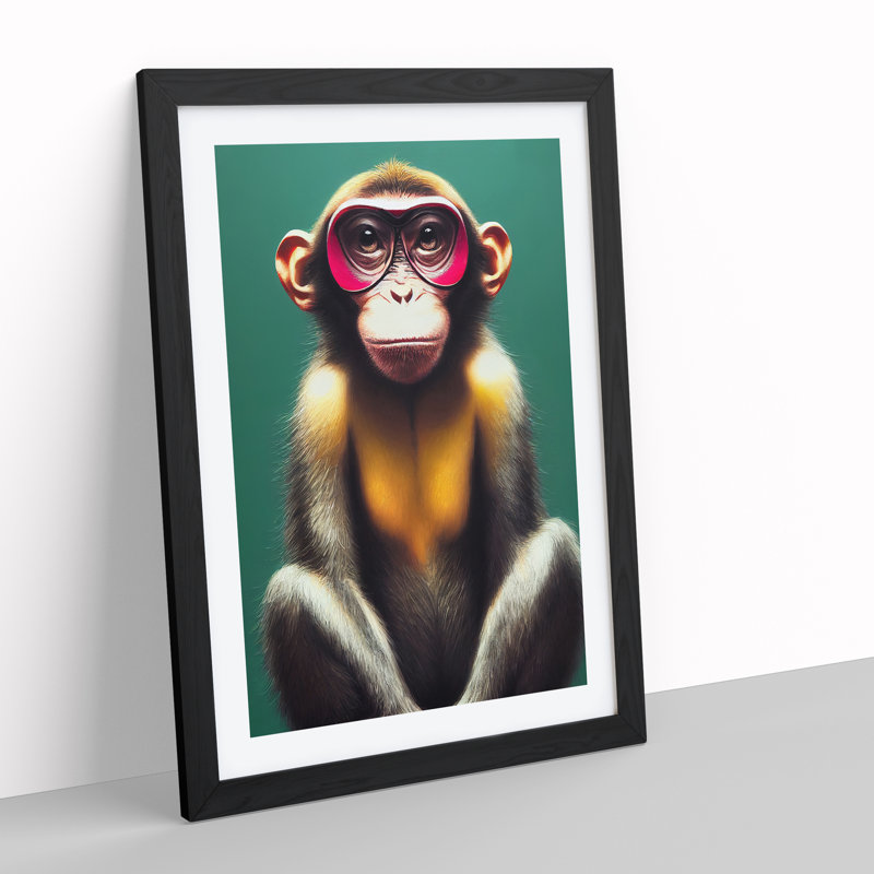 Young Monkey 94 - Single Picture Frame Print, Black, 34cm H x 25cm W x 2cm D