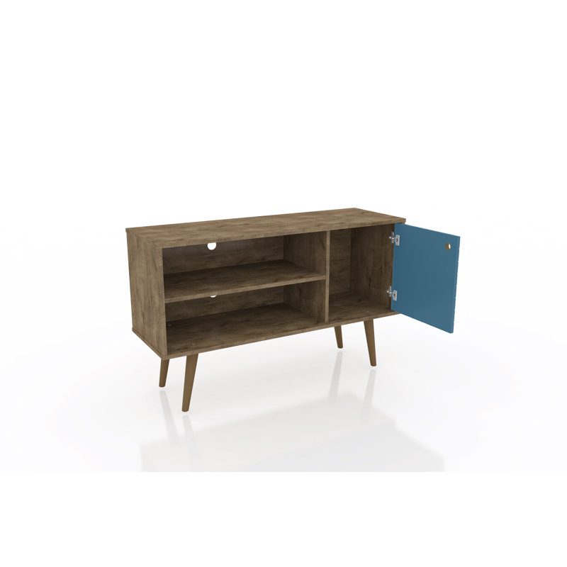 Darryl TV Stand for TVs up to 43", Rustic Brown/Aqua Blue