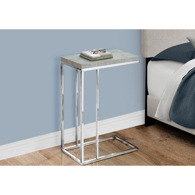 Grey Laminate Side Table With Robust Metal And Finish - Living Room Snack Bedroom