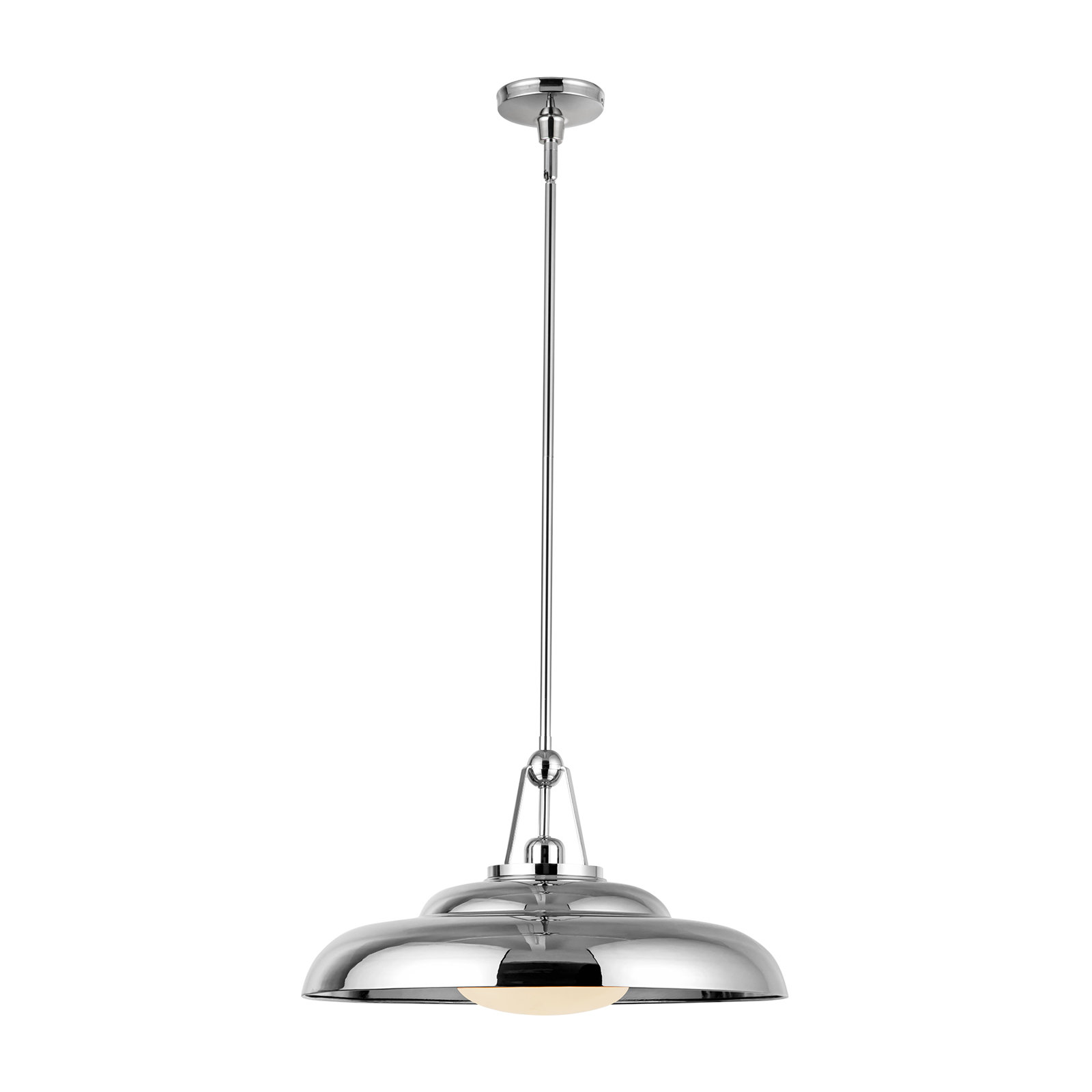 Palmetto Single Light Steel Pendant, Polished Nickel, 11.75" H x 20" W x 20" D