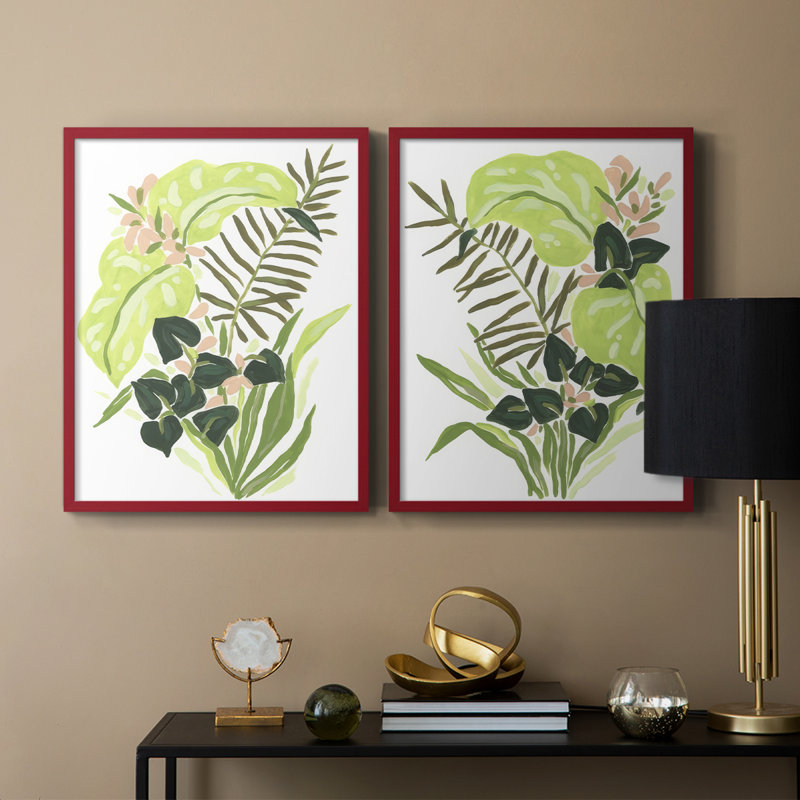«Lime Leaf Medley I», reproduction encadrée de qualité supérieure - prête à être accrochée - aucun clou requis - aucun clou requis