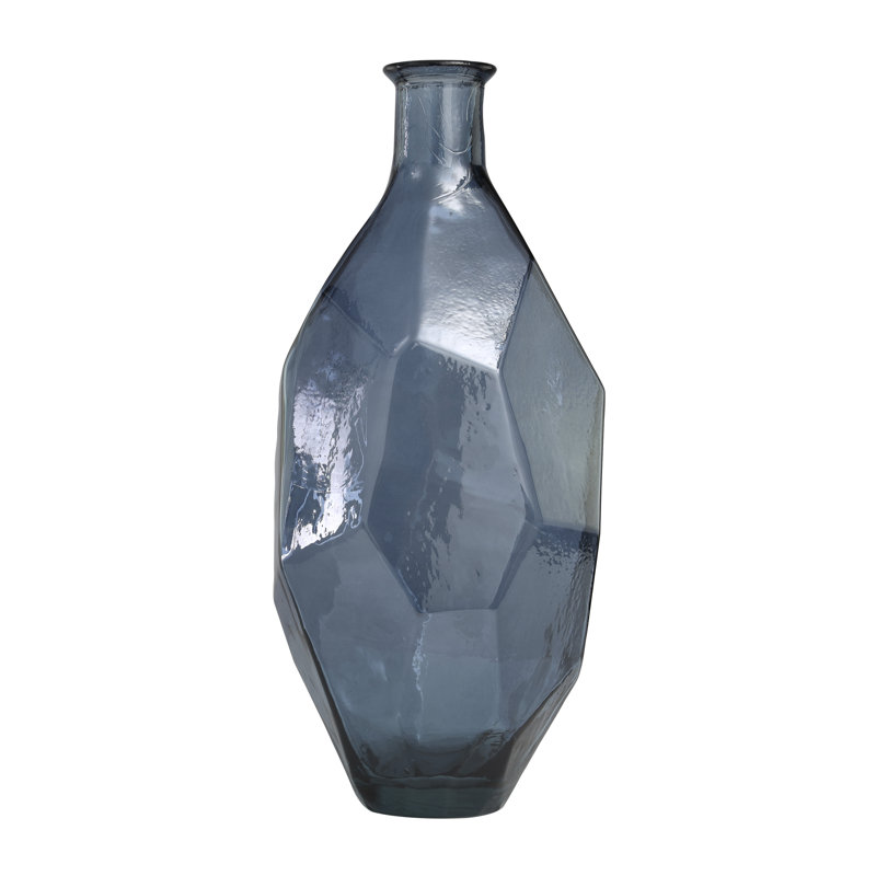 Hollomon Recycled Glass Handmade Tall Spanish Bottleneck Decorative Vase, Blue, 23.55" H x 10.15" W x 10.5" D