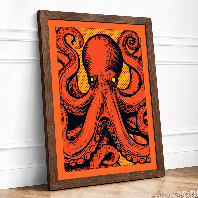 Dynamic Octopus Graphic - Framed Print, A1 - 84.1 x 59.4 cm, Walnut