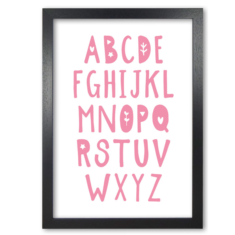 Bright Pink Alphabet - Print, Black Grain Frame, 42 cm H x 30 cm W x 5 cm D