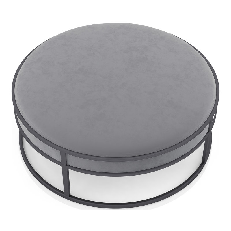 Aprameya Upholstered Ottoman, Gray Polyester