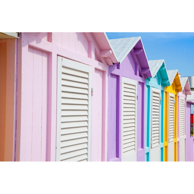 Beach Huts In Rimini by Anzeletti - No Frame Art Prints on Canvas, 30cm H  x 46cm W