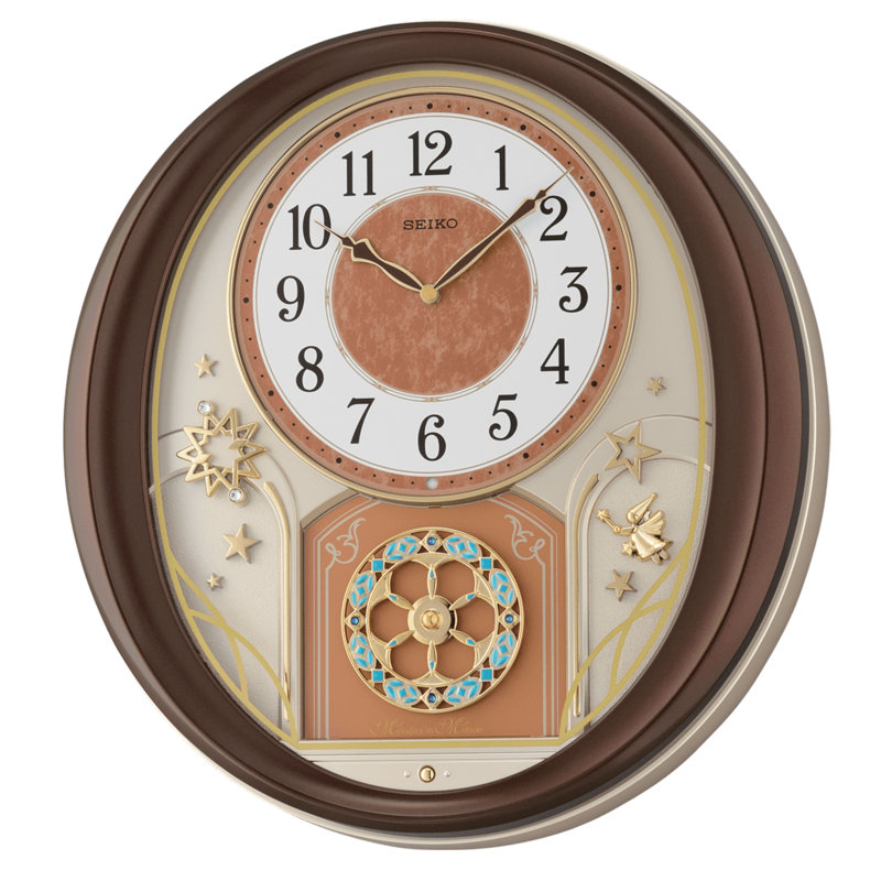 QXM357BRH Melodies In Motion Clock, Brown