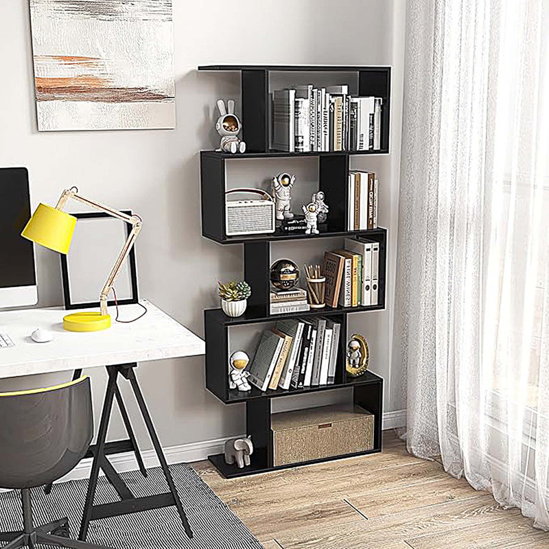 Grande bibliothèque avec bibliothèque à 5 niveaux en bois pour le bureau de la chambre à coucher du salon