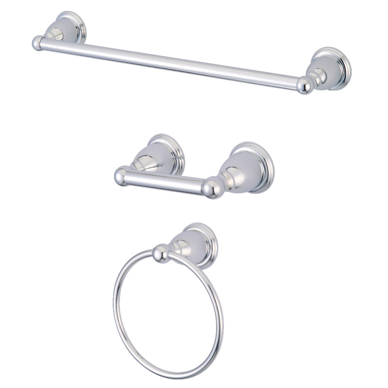 Ensemble de quincaillerie de salle de bain 3 pièces Kingston Brass Heritage, Chrome poli