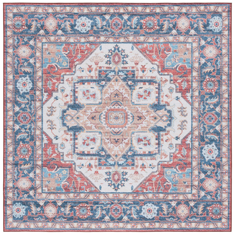 Kreitzer Performance Machine Washable Oriental Rug, Square 6'