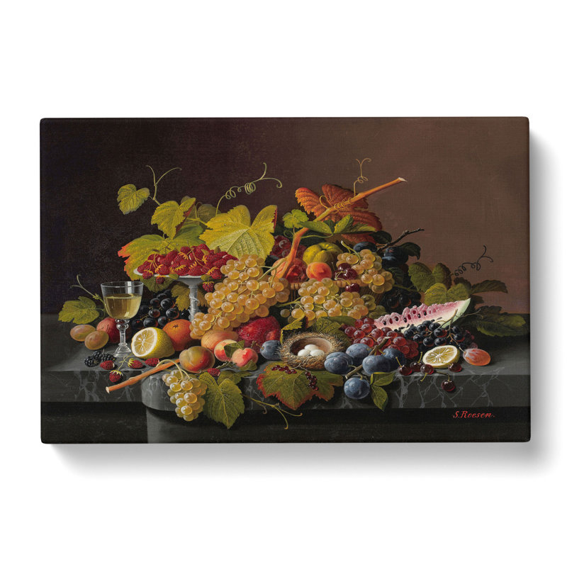 Still Life With Flowers And Fruit Vol.8 by Severin Roesen - Wrapped Canvas Painting, 50cm H x 76cm W x 3cm D