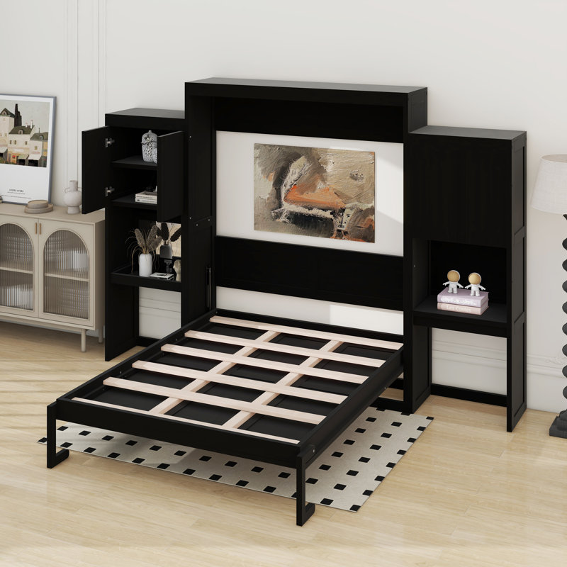 Grand lit escamotable mural avec bureau, Espresso