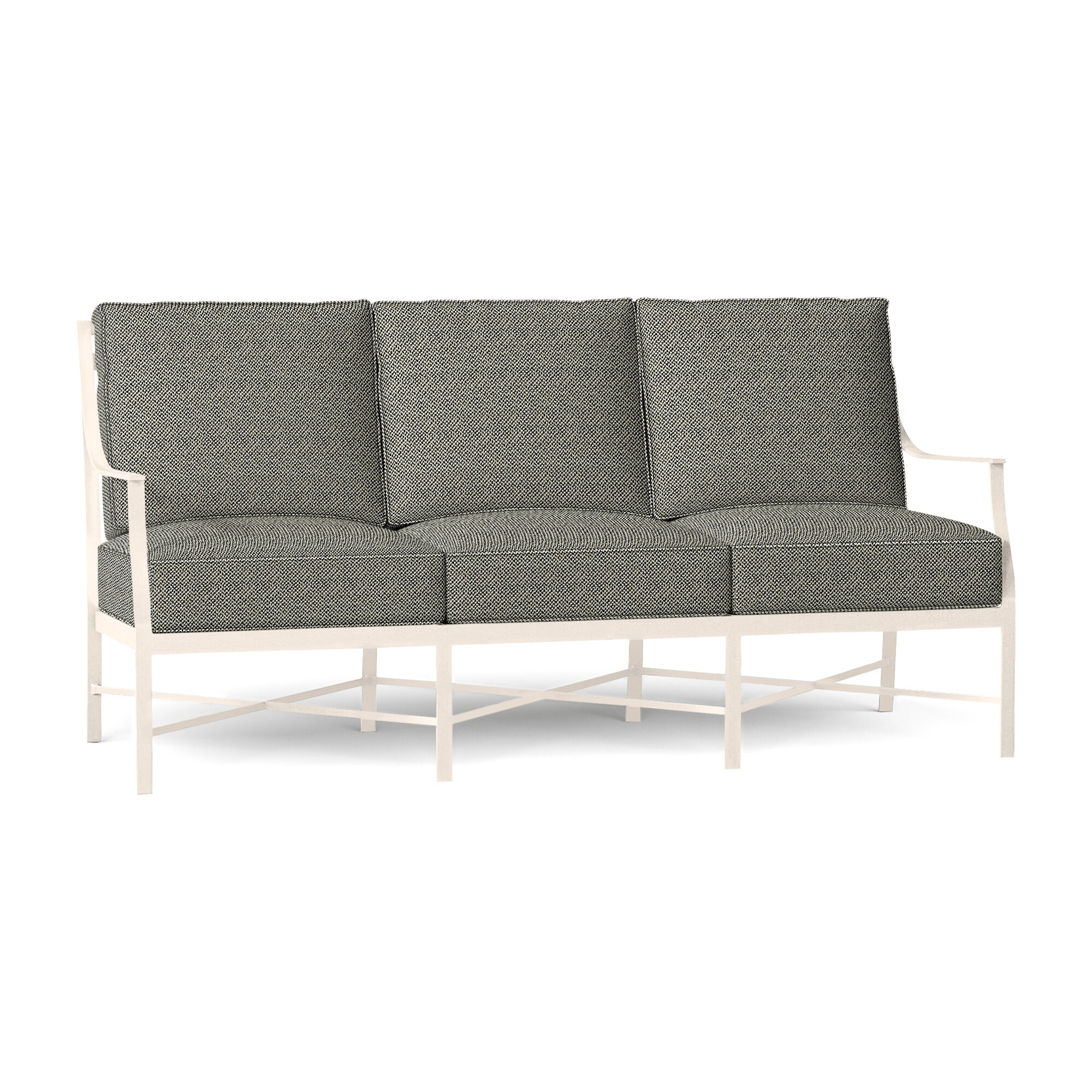 Monaco Wrought Aluminum Sloping Arms Outdoor Sofa, Intermix Bark, Slate Gray, Welt