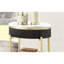 Table de bout glamour en faux marbre blanc avec rangement dissimulé et structure en métal noyer foncé