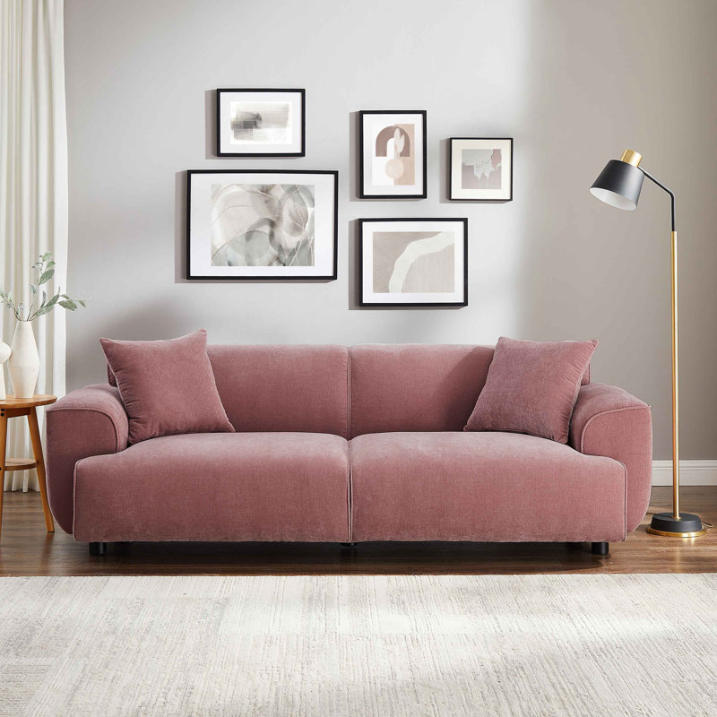 Wallas 231.1Cm Round Arms Sofa, Old Rosa Rayon/Viscose