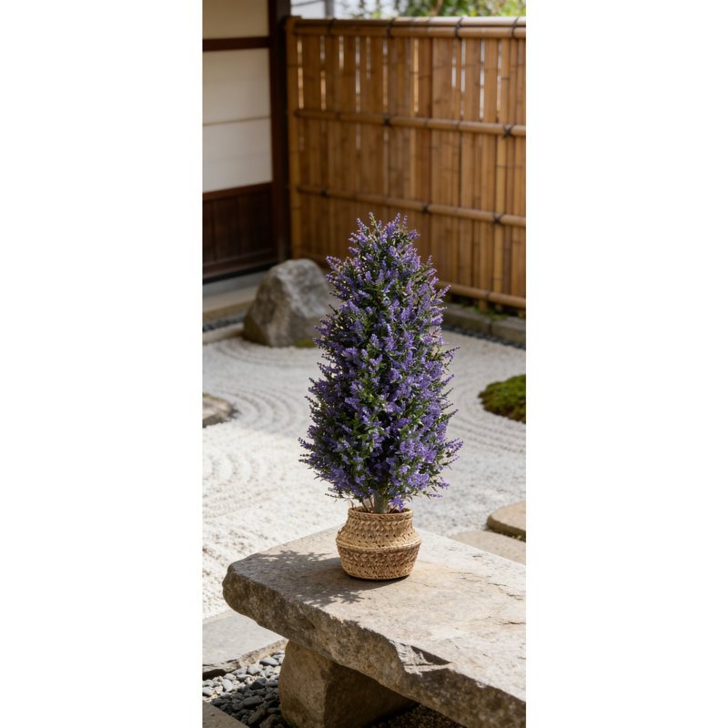 3Ft Artificial Lavender Topiary Tree Set Of 2, UV Resistant