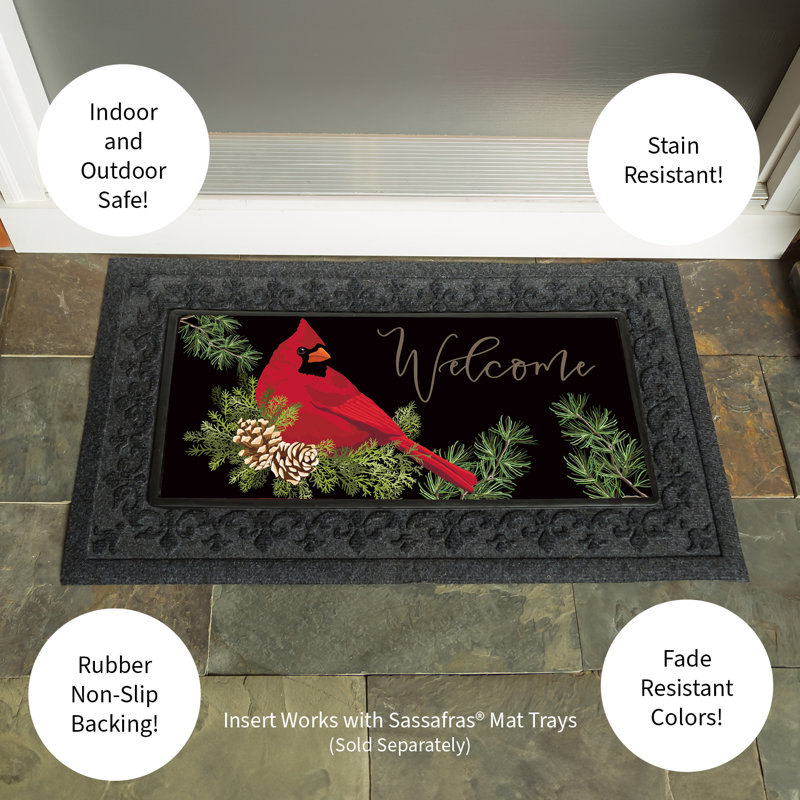 Tapis d'insertion Elnaz 22 "x 10" Cardinal et Evergreen Sassafras