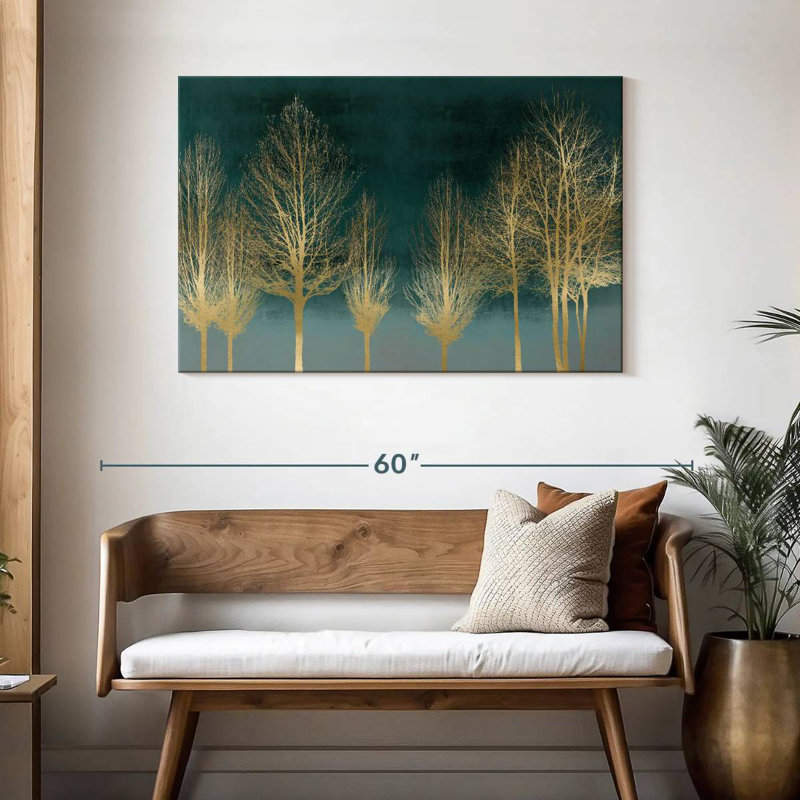 Harnek Gold Forest On Teal, 30" H x 45" W