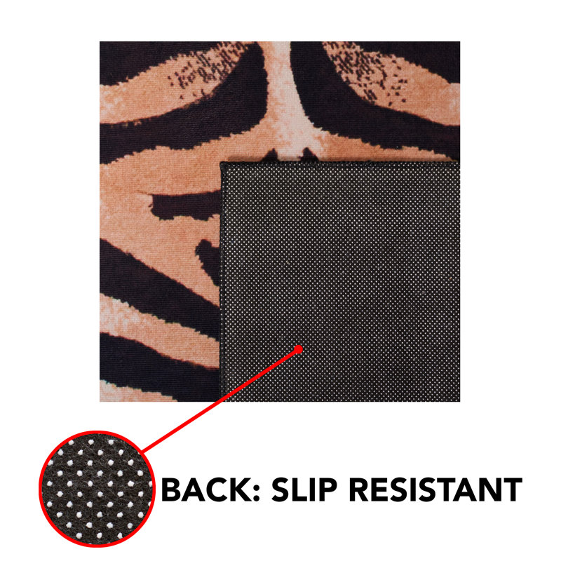 6' x 6' Square Black and Light Orange Faux Fur Rug