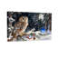 Hibou de Noël perché sur une branche enneigée avec baies et pomme de pin, ensemble de 3 impressions sur toile-602815303