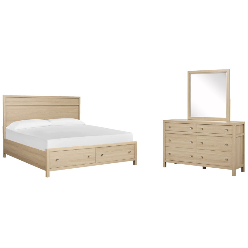 Très grand lit à tiroir et commode avec miroir Portrait Wentworth, Très grand, 3 Pcs: Bed, Dresser, Mirror