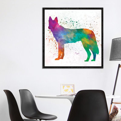 Czechoslovakian Wolfdog In Watercolor by Paul Rommer - Floater Frame Gallery-Wrapped Canvas Giclée on Canvas