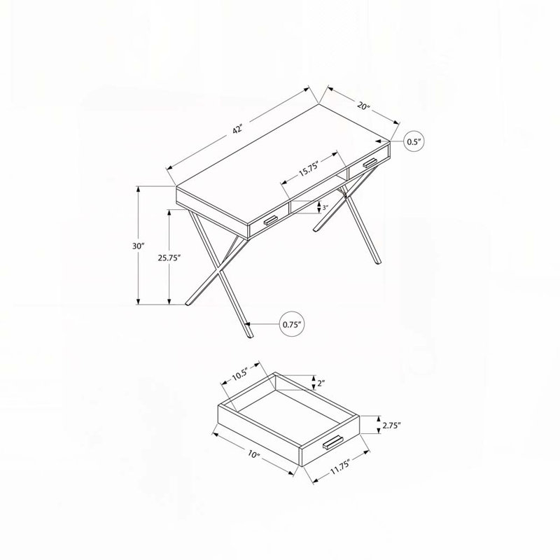 Bureau d'ordinateur à domicile avec tiroir, Blanc