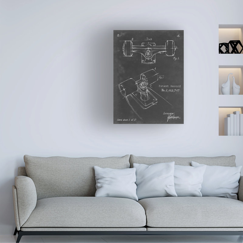 «17 Stories Ethan Harper Skateboard Blueprint II», art mural sur toile, H 19 po x l 14 po
