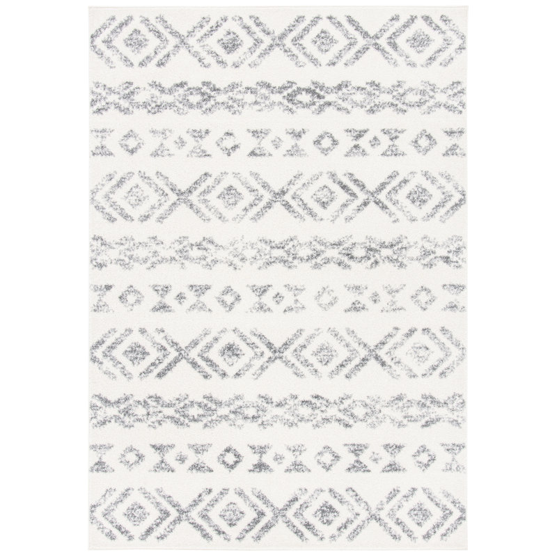 Tapis ivoire / gris Southwestern, Rectangle 5 pi 5 po x 7 pi 7 po