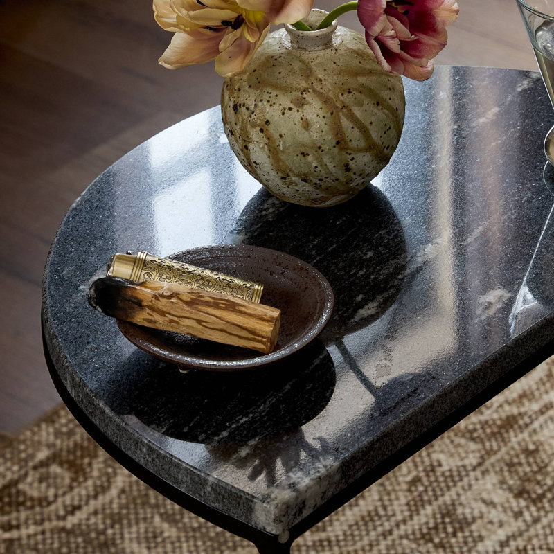 Ane Marlow Ane Nesting Tables - Iron Matte Brass, Black Marble, Black