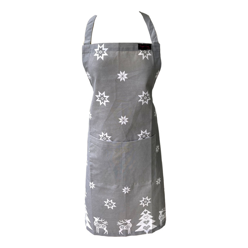 Christmas Bib Apron, Silver/Grey
