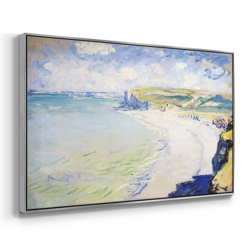 The Beach At Pourville, 1882, reproduction d'art sur toile, H 17 po x l 25 po x P 2 po, Toile avec cadre argenté