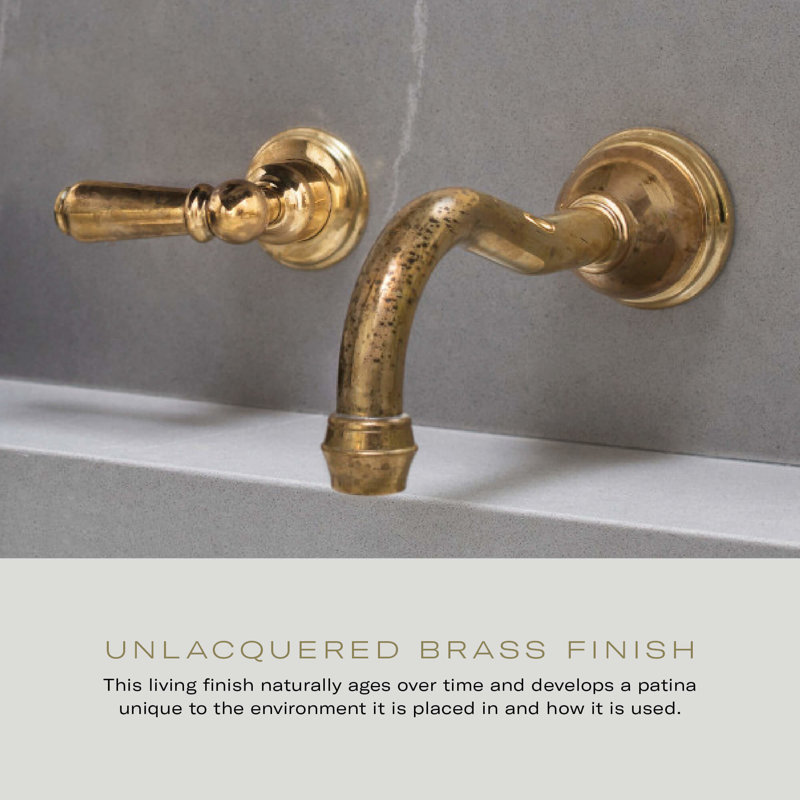 Country Wall Mount Tub Spout, Unlacquered Brass