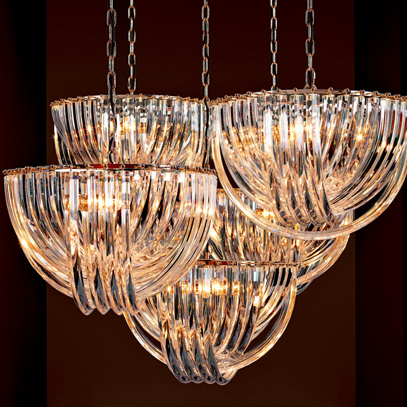 Murano 4 - Light Chandelier, Clear, Nickel
