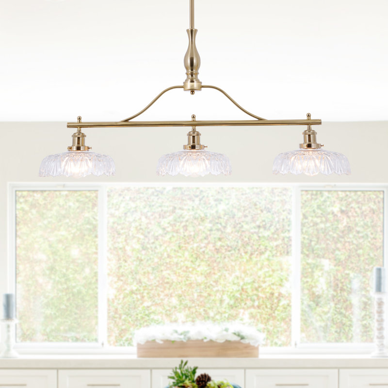 Luminaire suspendu en laiton doré à 3 lumières à intensité variable pour lustre en verre de salle à manger