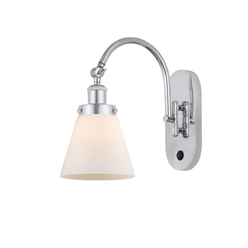 Applique murale 1 lumière 6 "avec bras pivotant 6" Shauna Cone, Blanc mat, DEL, Chrome poli