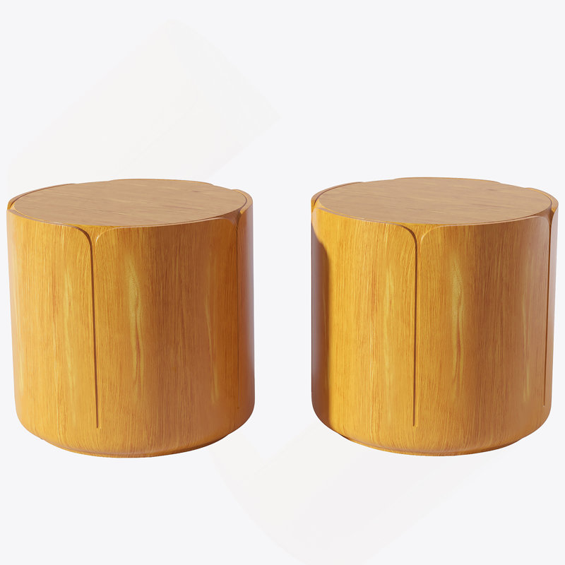 Ensemble table d'appoint ronde, table de bout simple pour patio, jardin, cour arrière, salon, Naturel, 2