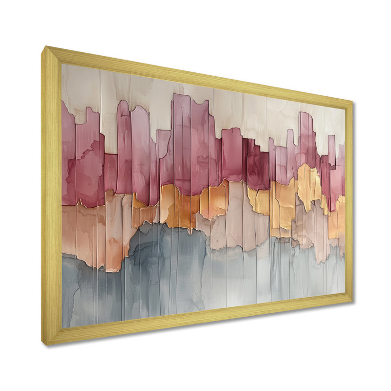 Nyria - Abstract Large Wall Decor, H 30 po x l 40 po, Cadre simple, Or