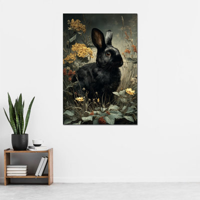 TIMUBA Large Vintage Bunny Canvas Wall Art - Elegant Bunny Pictures Wall Decor for Living Room, Serene Rabbit Spring Artwork for Nursery Decor, Pine Frame Wrapped Canvas Print, 28×40 inches