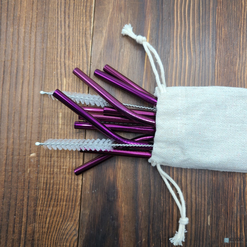 Ensemble de 15 pailles en acier inoxydable Elyon, Violet