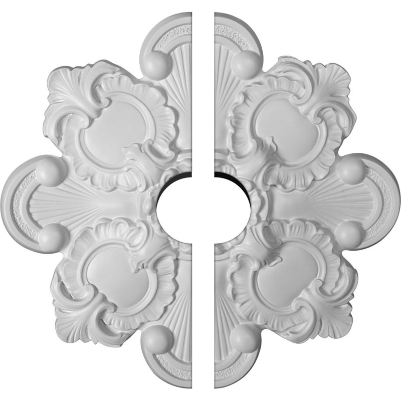 Endurathane Katheryn Ceiling Medallion, 18 1/8"OD x 3 1/2"ID x 1 1/4"P (Fits Canopies up to 3 1/2"), Two Piece, Factory Primed