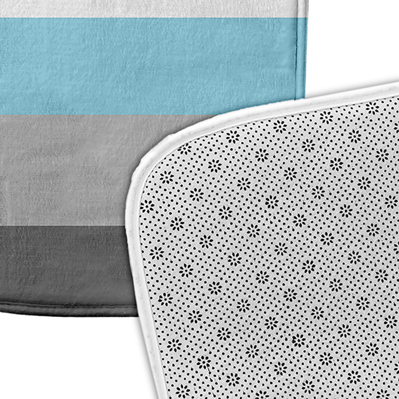 Aija Memory Foam Non-Slip Bath Mat, Gray/Blue