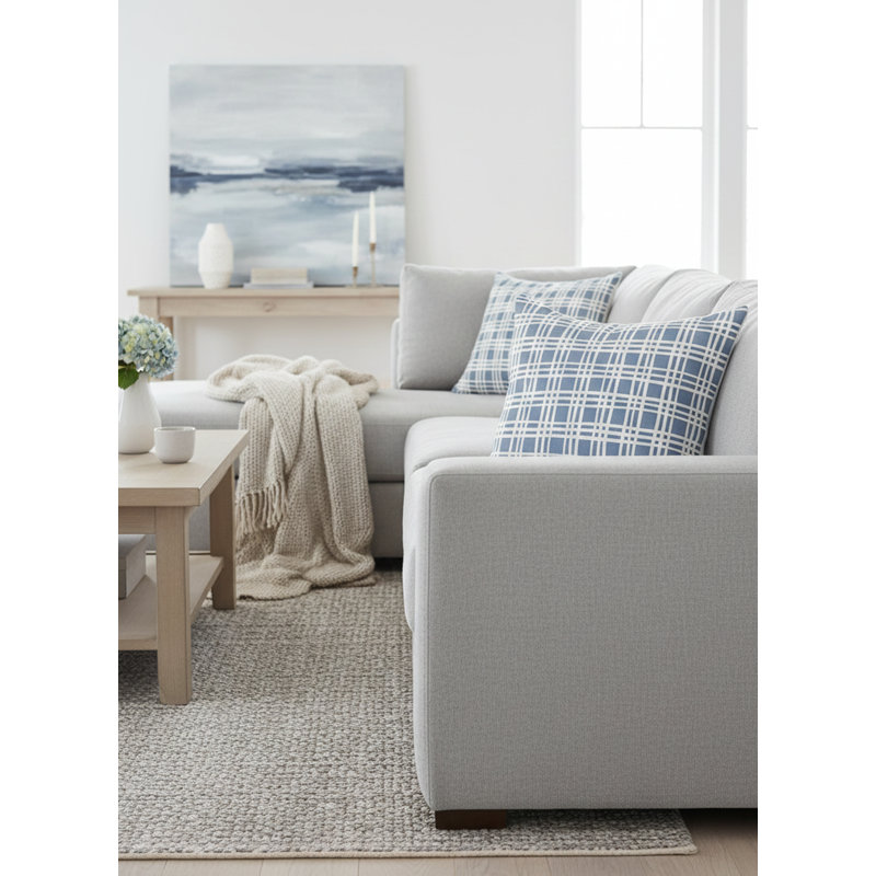 Printed Pillows Linen Plaid Accent Pillow, Blue, Square 26", Polyester