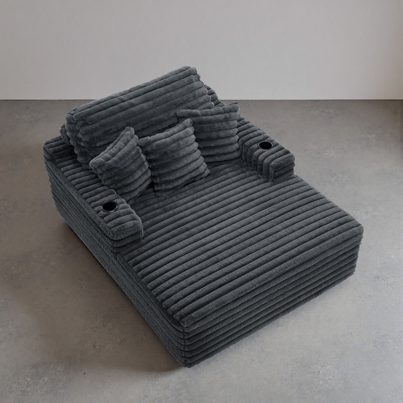 Upholstered Chaise Lounge, Dark Grey