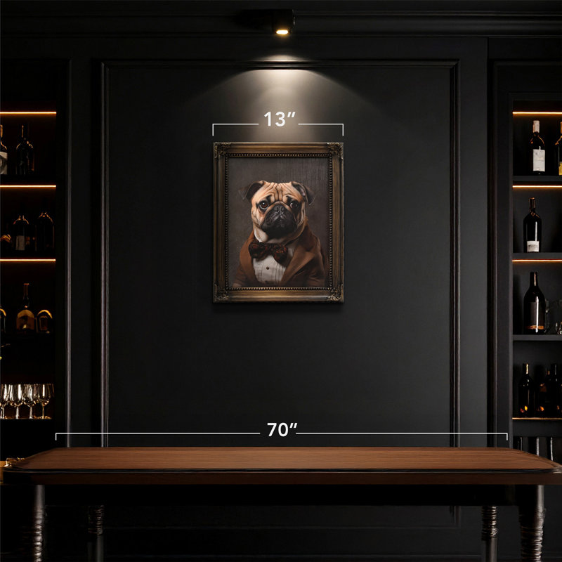  Art mural Dapper Pug - reproduction encadrée d'un costume animal rétro