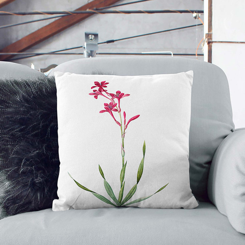 Bugle Lily In Pink Floral Square Throw Cushion, 40cm H x 40cm W x 15cm D