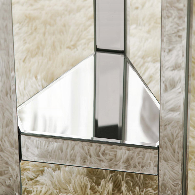 Table de bout en miroir avec incrustation de cristal