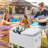 80QT Patio Rolling Ice Chest Cooler Cart With Bar Drink Cooler Beverage Cart With Shelf For Party-110115245